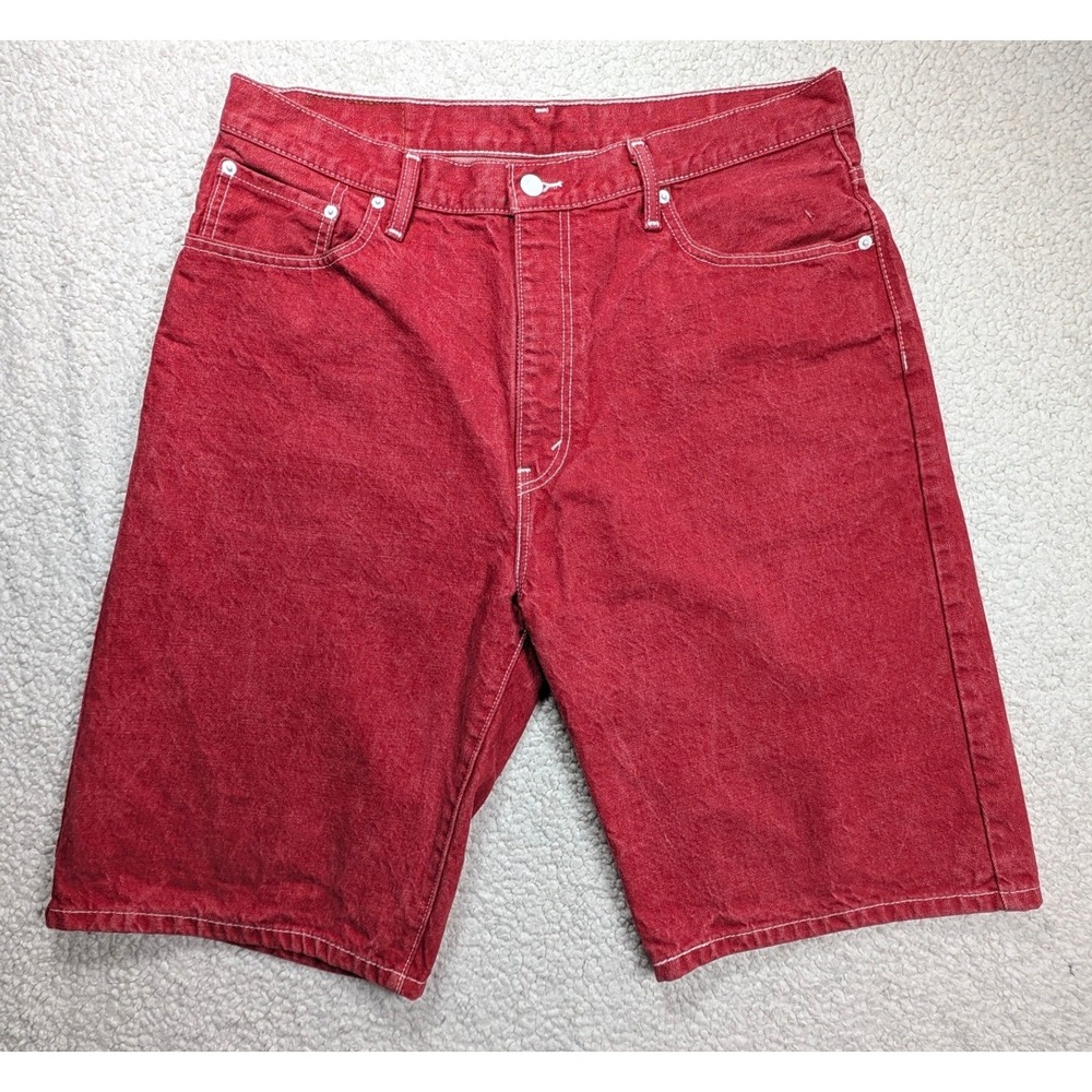 Levi Strauss & Co Mens Shorts 569 Loose Straight Cotton Red Contrast Stitch 36